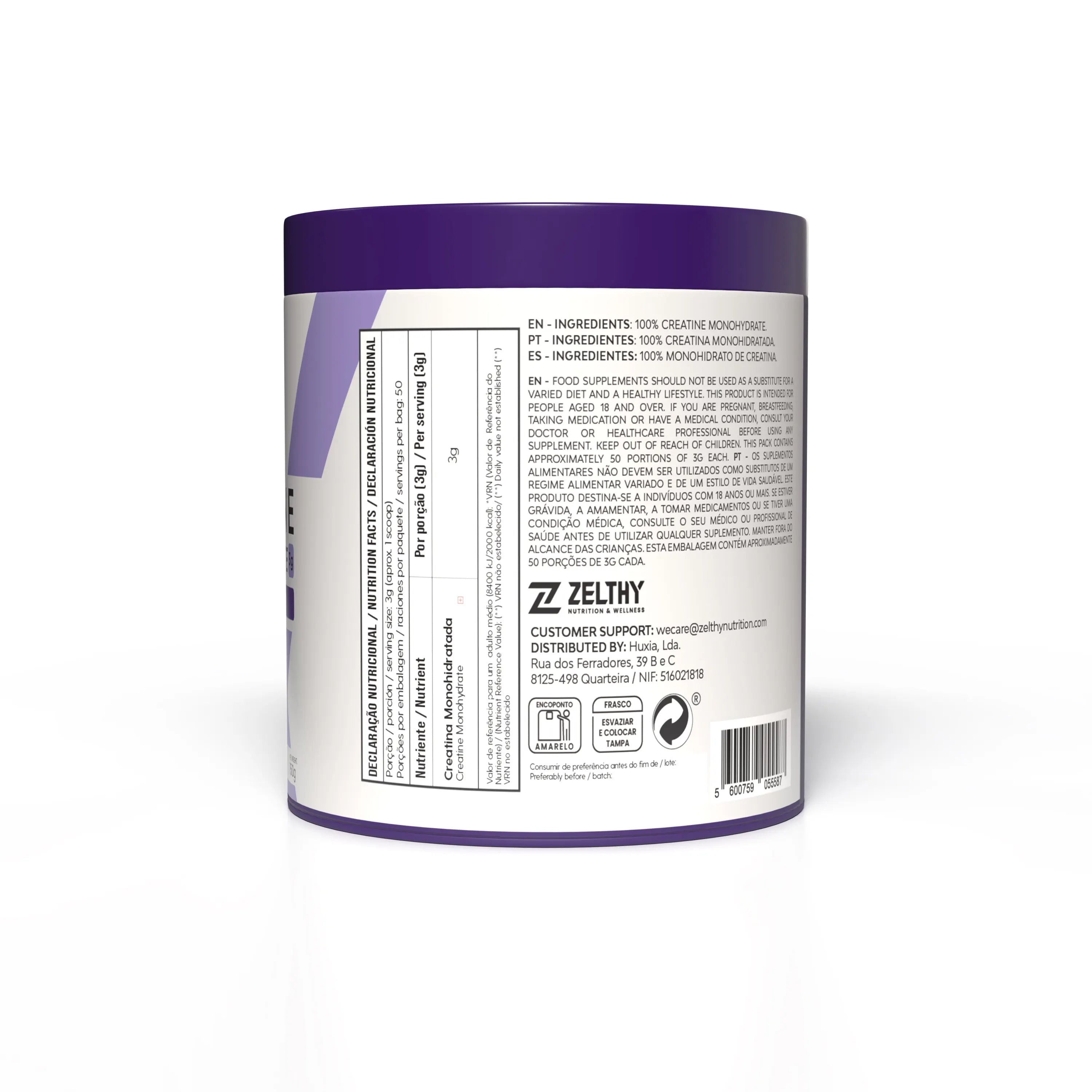 Creatina Monohidratada Sem Sabor 150g