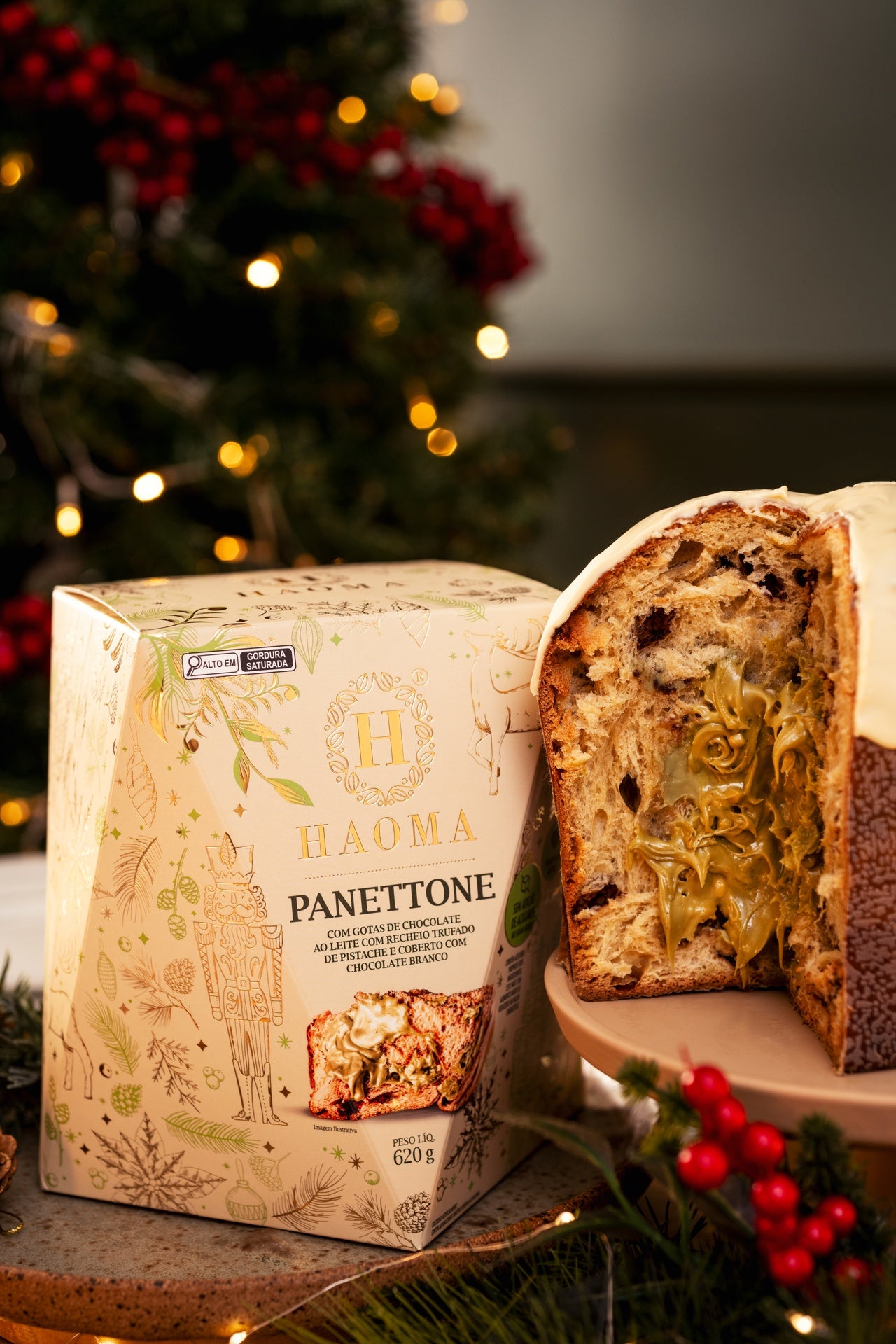 Panettone chocolate ao leite com pistache - 620g